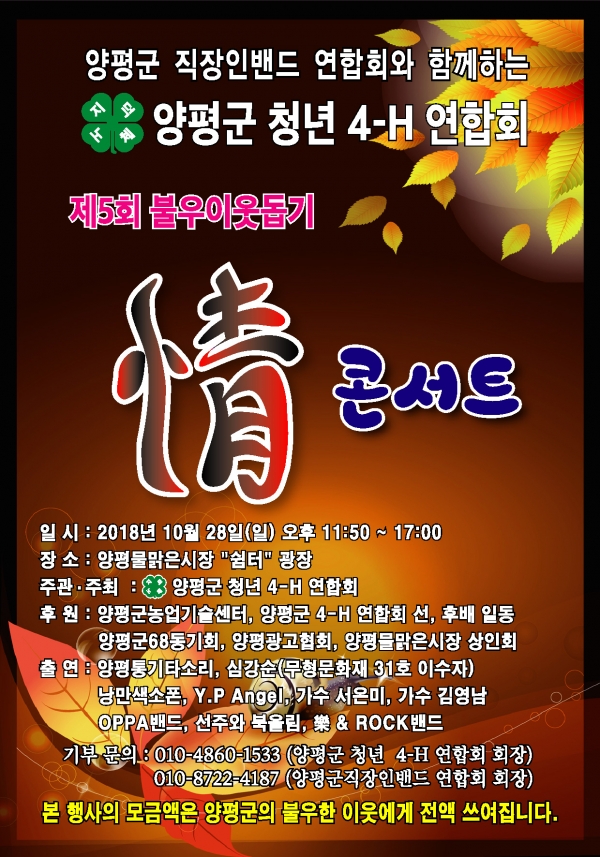 양평군직장인밴드 연합회, 이웃돕기 정 콘서트 포스터