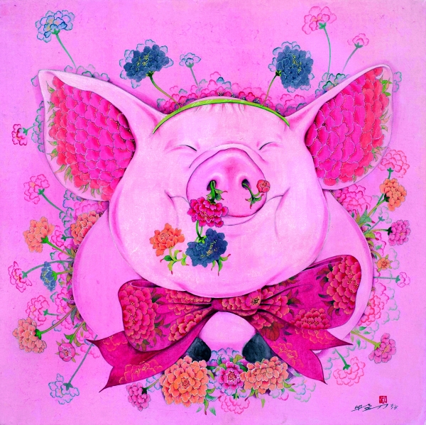 유기준_묘금도부귀도_50x50cm_한지에 채색_2015