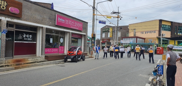 설성면이장단, 마스크착용 준수 캠페인 실시